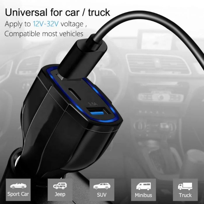 3 in 1 Car Fast Charger Adapter - Image 3