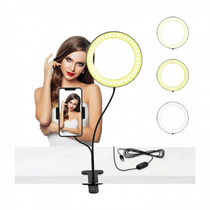 LED Ring Light – Clip On – With Phone Holder - Image 1
