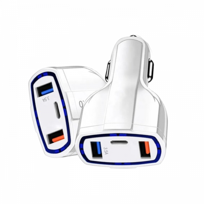 3 in 1 Car Fast Charger Adapter - Image 1