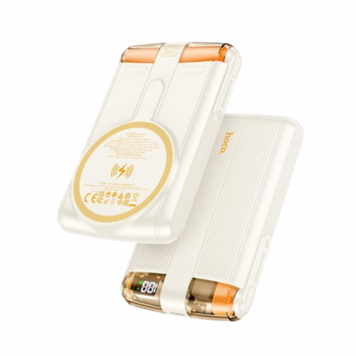 Magnetic Wireless Power Bank With Digital Display – White (10000mAh) - Image 1